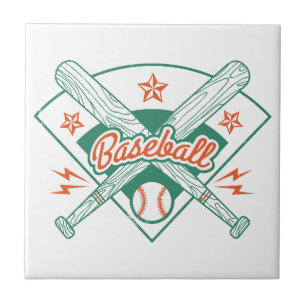 Azulejo de cerámica de béisbol vintage. Bate de bé