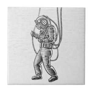 Azulejo de ceramica de buzo de aguas profundas vin