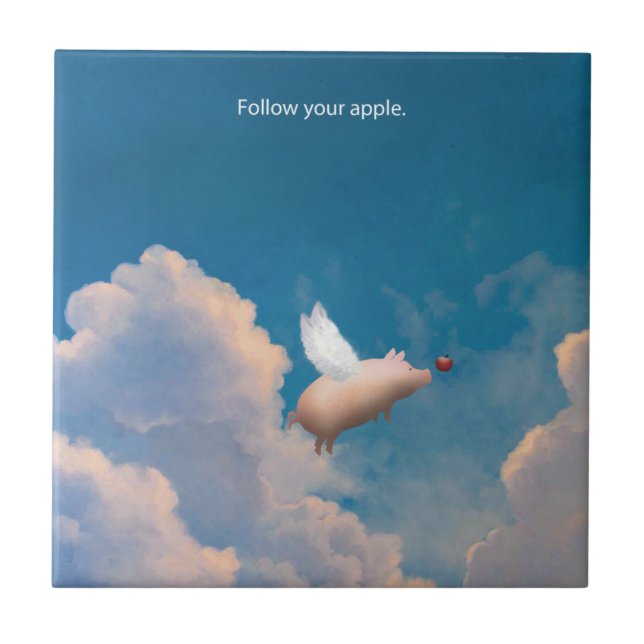 azulejo de cerámica de cerdo volante (Frente)