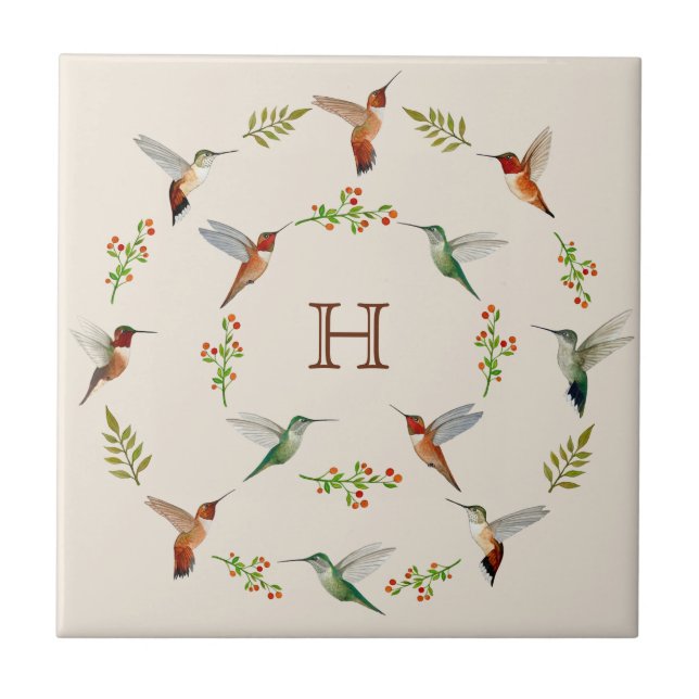 Azulejo de Cerámica de Colibrí (Frente)