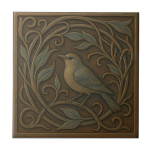 Azulejo de Cerámica de Colibrí de Bronce
