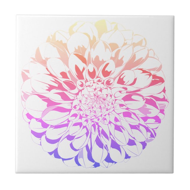 Azulejo de cerámica de flor de dalia - tonos viole (Frente)