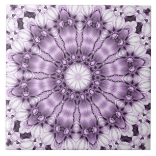 Azulejo De Cerámica De Flores Moradas Con Estilo