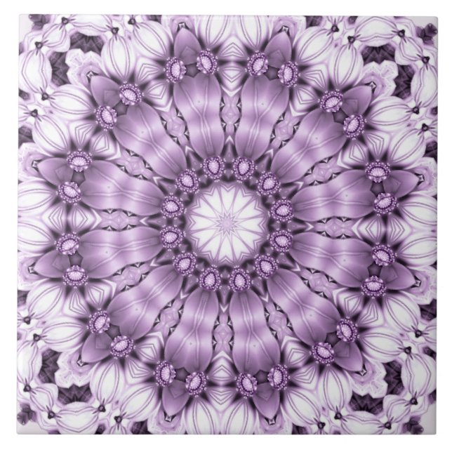 Azulejo De Cerámica De Flores Moradas Con Estilo (Frente)