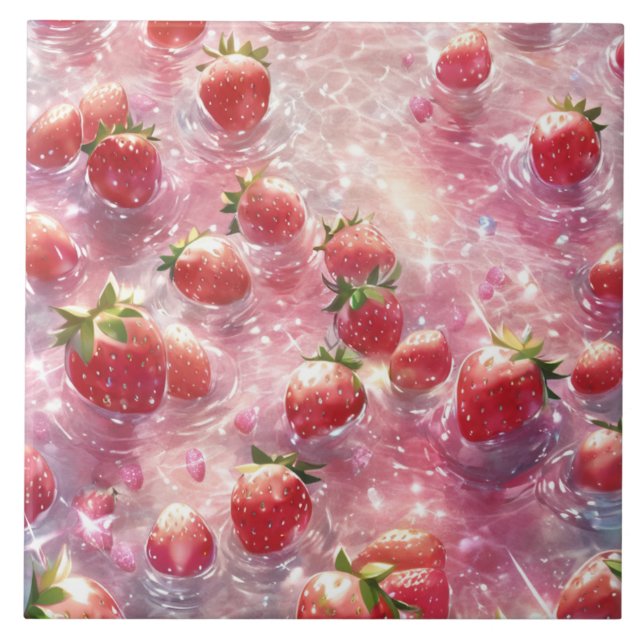 Azulejo de cerámica de fresas (Frente)