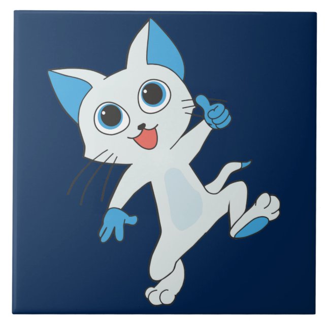 azulejo de cerámica de gato bailable (Frente)