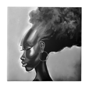 Azulejo de cerámica de hermosa dama africana