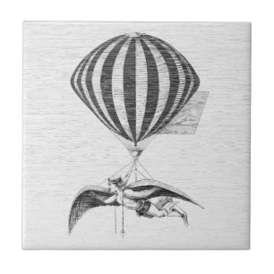Azulejo de cerámica de hombre volador Steampunk vi