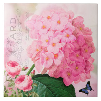 Azulejo de cerámica de Hortensia Rosa