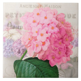 Azulejo de cerámica de Hortensia Rosa Redoute Vint
