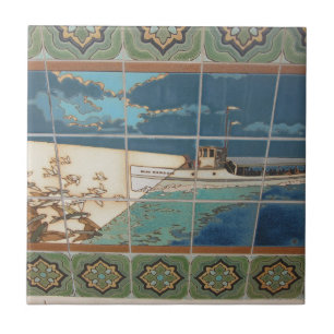 AZULEJO DE CERÁMICA DE LA ISLA CATALINA TAXI DE CA