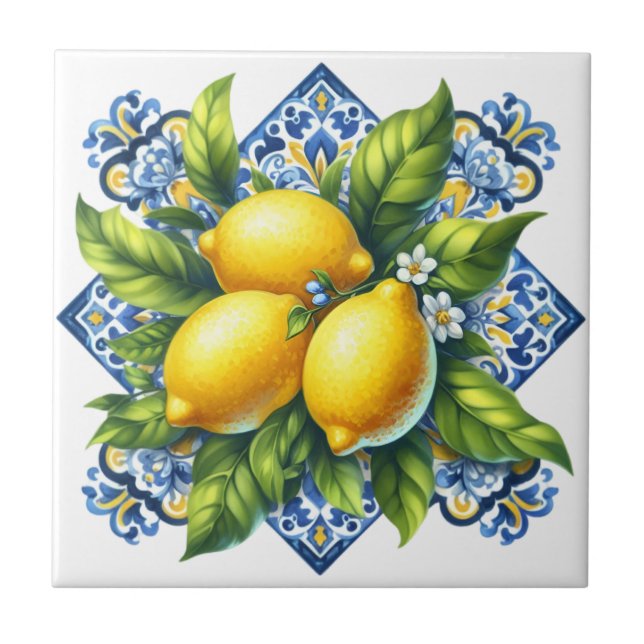 Azulejo de cerámica de limón (Frente)