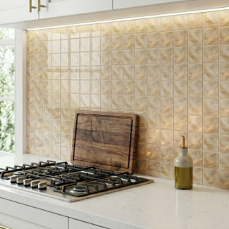 Azulejo de Cerámica de Lujo Líquido Dorado y Beige