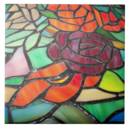 Azulejo de cerámica de vidrio emplomado floral ros