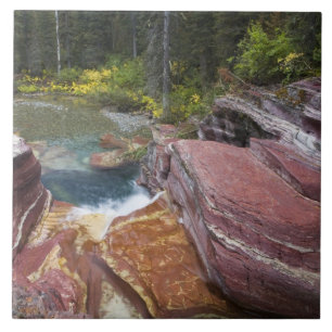 Azulejo De Cerámica Deadwood Falls en Reynolds Creek en otoño en