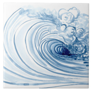 Azulejo De Cerámica Decoración moderna contemporánea de la onda azul