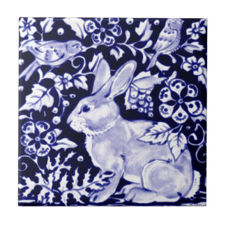 Azulejo De Cerámica Dedham Blue Rabbit, diseño clásico azul y blanco