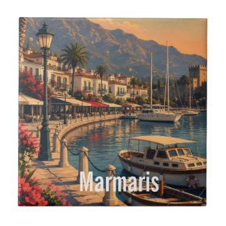 Azulejo de cerámica del cartel de viaje de Marmari