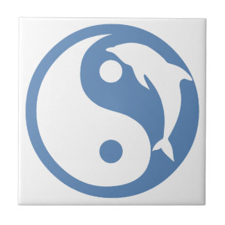Azulejo De Cerámica Delfín en yin azul Yang Tile