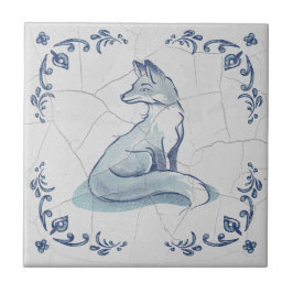 Azulejo de cerámica Delft Fox