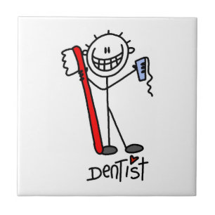 Azulejo De Cerámica Dentista básico de figura de palo