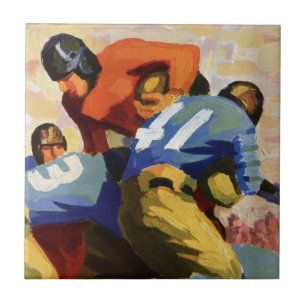 Azulejo De Cerámica Deportes Antiguos, Jugadores de Fútbol Americano e