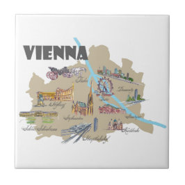 Azulejo De Cerámica Descripción del mapa de Viena Austria