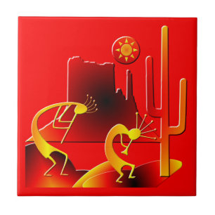Azulejo De Cerámica Desert Kokopelli