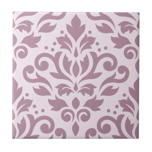 Azulejo De Cerámica Desplazar Damask Gran Mauve de diseño en rosa (Frente)