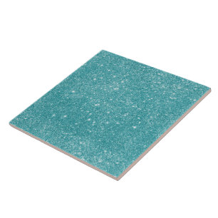 Azulejo De Cerámica Destellos de purpurina verde azulado