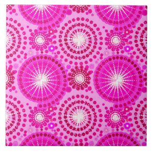 Azulejo De Cerámica Destellos y molinetes, orquídea y magenta