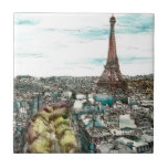 Azulejo De Cerámica Destinos | Vista de la Vieja Torre Eiffel en París<br><div class="desc">La tarde se ha roto y te han hecho pasar un hermoso día en París. La acuarela nos da una nueva perspectiva de la capital francesa, que está en auge. La fantástica obra fue pintada por la única y única Melissa Wang. Nos permite ver París a través de sus ojos....</div>