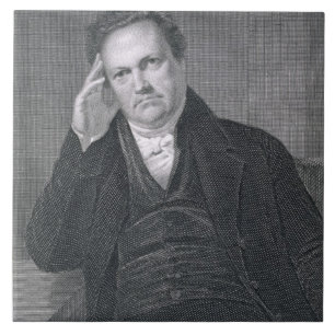 Azulejo De Cerámica DeWitt Clinton, grabado por Asher Brown Durand (17