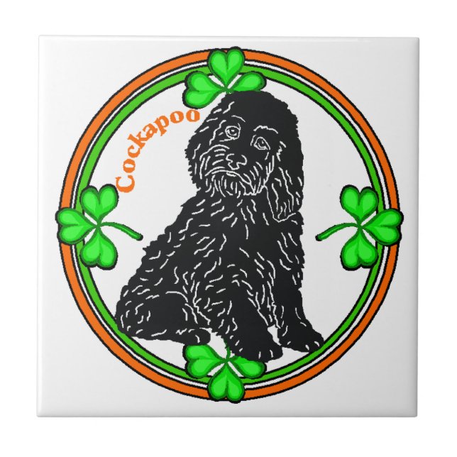 Azulejo De Cerámica Día de Cockapoo St Patrick (Frente)