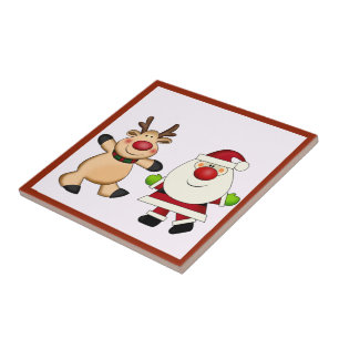 Azulejo De Cerámica Día de fiesta del navidad de Santa y del reno