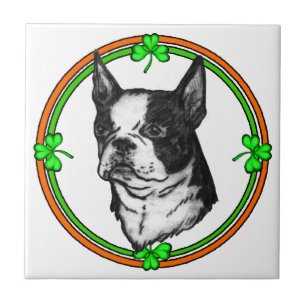 Azulejo De Cerámica Día de San Patricio del Boston Terrier