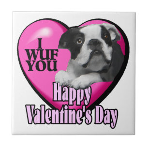 Azulejo De Cerámica Día de San Valentín de Boston Terrier