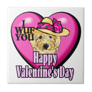 Azulejo De Cerámica Día de San Valentín Goldendoodle