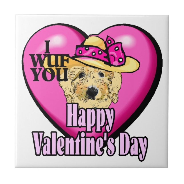 Azulejo De Cerámica Día de San Valentín Goldendoodle (Frente)