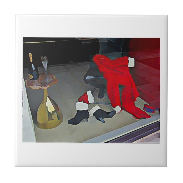 Azulejo De Cerámica Día de Santa Claus de la pintura (Frente)