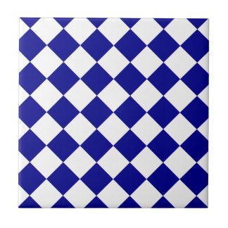 Azulejo De Cerámica Diag a cuadros - blanco y azul marino