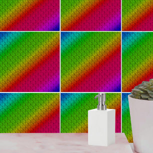 Azulejo De Cerámica Diag Gradiente Arcoiris Patrón floral Verde Rojo
