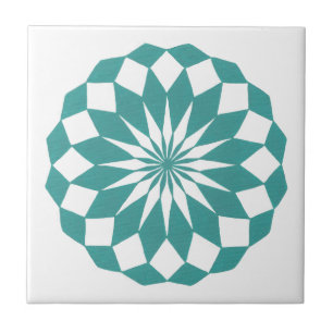 Azulejo De Cerámica Diamante Mandala en Verde azulado trívet de mosaic