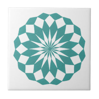 Azulejo De Cerámica Diamante Mandala en Verde azulado trívet de mosaic