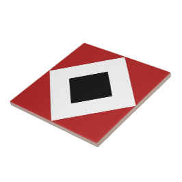 Azulejo De Cerámica Diamante negro, negrita frontera blanca en rojo