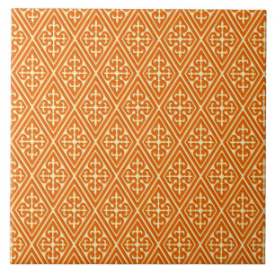 Azulejo De Cerámica Diamantes medievales de Damasco, naranja de mandar