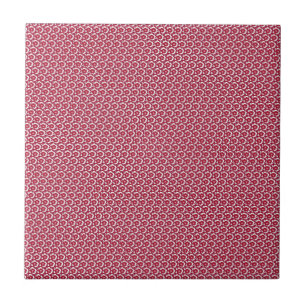 Azulejo De Cerámica Dianthus Barbatus floral vintage en rojo y blanco