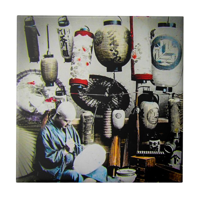 Azulejo De Cerámica Diapositiva de linterna mágica el pintor Japón (Frente)