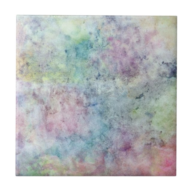 Azulejo De Cerámica dibujo abstracto de la carta blanca de la acuarela (Frente)