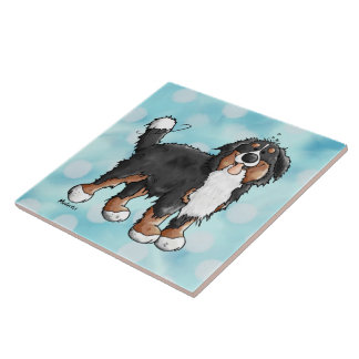 Azulejo De Cerámica Dibujo animado divertido del perro de montaña de